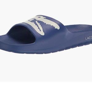 Lacoste Men's Croco Slide Sandal Blue White Size 8